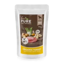 bePure Organic Turkey mit Bio Pute, Wurzelgemüse, Kartoffeln und Fenchel, Nassfutter für Hunde (150g)