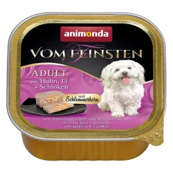 Animonda Vom Feinsten Adult mit Huhn, Ei und Schinken, Nassfutter für Hunde (150g)