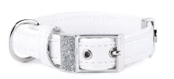 MyFamily Saint Tropez Similpelle Hundehalsband weiss, Halsumfang 35-41cm, Bandbreite 2.2cm, bis 16kg (1 Stk)
