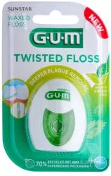 Sunstar GUM Twisted Floss Zahnseide 30m, gewachst, Green Tea  (1 Stk)