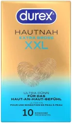 Durex - Kondome Hautnah Extra Gross Ultra Dünn - XXL - Naturkautschuklatex, Silikon - 10 Stk