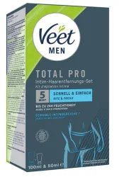 Veet - Men Intim-Haarentfernungs-Set, Haarentfernungscreme Intimbereich + Pflegebalsam, Tot Pro Men Intim Haarentf-Kit, Set, Weiss