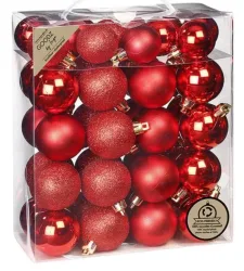 INGES CHRISTMAS DECOR Weihnachtskugel Rot-Mix (44 Stk)
