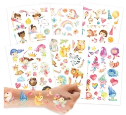 Papierdrachen Kindertattoo-Bögen Feen und Trolle (6 Stk)