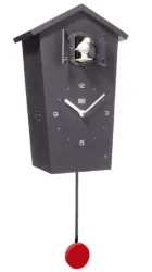 Kookoo BirdHouse schwarz, moderne Kuckucksuhr mit Vogelstimmen, 27x17x10cm (1 Stk)