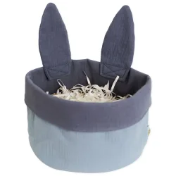 Papierdrachen Osternest mit Hasenohren Musselin, graublau (1 Stk)
