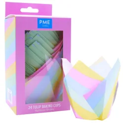 PME CAKE Tulip Muffin Cases Rainbow Stripes (24 Stk)