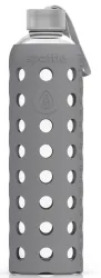 Spottle Glasflasche mit Silikonhülle grau, 1 Liter, Edelstahldeckel (1 Stk)