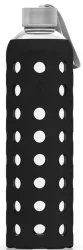Spottle Glasflasche mit Silikonhülle schwarz, 1 Liter, Edelstahldeckel (1 Stk)