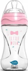 nuvita Anti-Kolik-Babyflasche, pink, aus Glas, 240ml, ab 3 Monate (1 Stk)