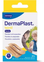 DermaPlast textil Family Strips, 9x38mm, 40x60mm und 19x72mm (32 Stk)