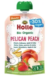 Holle Pelican Peach mit Pfirsich, Erdbeere, Apfel und Hafer (100g)