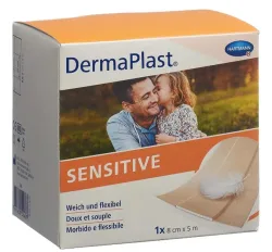 DermaPlast sensitive Schnellverband, beige, 8cmx5m (1 Stk)