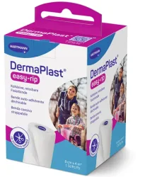 DermaPlast easy-rip Kohäsive, reissbare Fixier- und Stützbinde, 8cmx4m weiss (1 Stk)