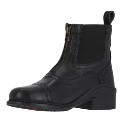 QHP Stiefelette Jakarta Adult - Leder Reitschuhe mit Reissverschluss - Schwarz -  Schuhgrösse: 36