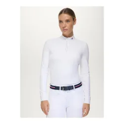 Tommy Hilfiger Equestrian Turniershirt Monica Strass Langarm Damen TH Optiv White