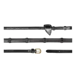 Dy'on Gummizügel mit Lederstegen 16mm - schwarz Grösse Pferd: Full, Farbe: Schwarz
