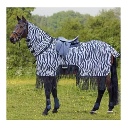 Waldhausen Fliegenausreitdecke Zebra mit Fransen - schwarz/weiss Grösse: 115 cm