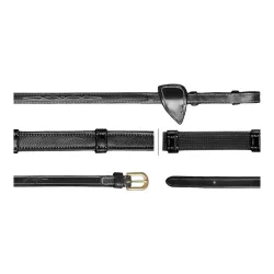 Dy'on Jagdzügel mit Stegen 16mm - schwarz Grösse Pferd: Pony, Farbe: Schwarz