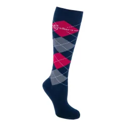 Covalliero Reitstrumpf Brescia - dark navy / pink / grey Grösse Socken: 37-39