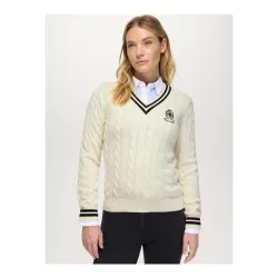 Tommy Hilfiger Equestrian Pullover Roseville V-Ausschnitt Damen Ecru