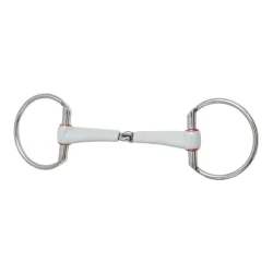 Beris Gebisse Olivenkopfgebiss medium - einfach gebrochen Ring 7,5cm - Weiss/Silber -  Gebisslängegrösse: 14.5 cm