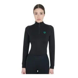 Equestro Funktionsshirt Langarm Training slim fit Damen - Black/Emerald -  Grösse Bekleidung Damen: L