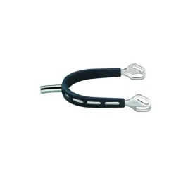 Sprenger ULTRA fit EXTRA GRIP Edelstahlsporen - mit Balkenhol Schlaufe - 25mm Dorn rechtwinklig - Silber/Schwarz -