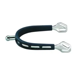 Sprenger ULTRA fit EXTRA GRIP Edelstahlsporen - mit Balkenhol Schlaufe - 20mm Dorn abgerundet - Silber/Schwarz -