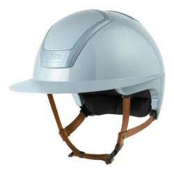 KASK Reithelm Nemesi Shine WP - brauner Kinnriemen Soft Blue