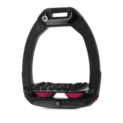 Flex-on Sicherheitssteigbügel Safe-On Schrägtritt mit Ultragrip - Schwarz / Schwarz / Fuchsia -  Steigbügel Grösse: Erwachsene, Farbe: Schwarz / Schwarz / Fuchsia