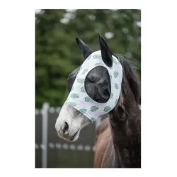 HKM Fliegenschutzmaske Avocado - Weiss/Lila -  Grösse Pferd: Pony
