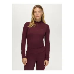 Tommy Hilfiger Equestrian Trainingsshirt Cady 1/4 Zip Strass Langarm Damen Deep Burgundy