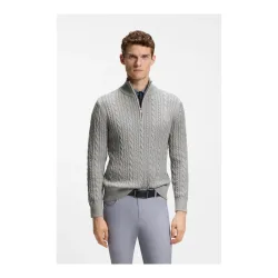 BOSS Equestrian Jerome Half-Zip Strickpullover Herren Grey Melange