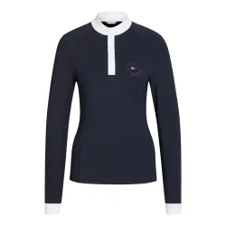 Tommy Hilfiger Equestrian Turniershirt Taylor Langarm Strass Damen - Desert Sky -  Grösse: S, Farbe: Desert Sky