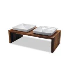 Wolters Futterstation Meshidai True Doppelhundenapf - Teak -  Farbe: Teak, Grösse: 2 x 1.30 l