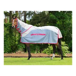 Bucas Regen- und Fliegendecke Buzz-off Rain & Neck - Blue/Blossom -  Grösse: 155 cm