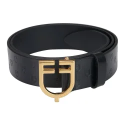 Equestro Ledergürtel Logo - Gold/Schwarz -  Grösse: 100 cm, Farbe: Gold/Schwarz