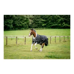 Horseware Weidedecke Amigo 1200D Turnout 0g - Black/Titanium Grey & Silver -  Grösse Pferdedecke: 145 cm, Farbe: Black/Titanium Grey & Silver