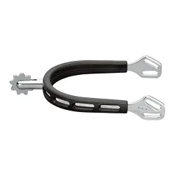 Sprenger Sporen ULTRA fit Extra Grip - Edelstahl rostfrei, 30 mm abgerundet mit Sonnenrad - Silber/Schwarz -