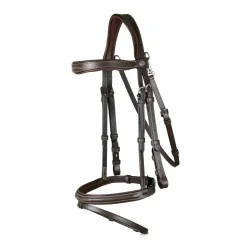 Dy'on Zaum mit kombiniertem Reithalfter und Karabiner - Braun -  Farbe: Braun, Grösse: Pony