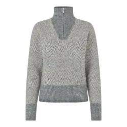 Kingsland KLAudrey Strickpullover mit Reissverschlusskragen Damen Light Grey Melange