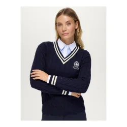 Tommy Hilfiger Equestrian Pullover Roseville V-Ausschnitt Damen Desert Sky