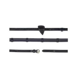 Dy'on 1/2'' Rubber reins with 7 leather loops and plaited finishing D - Schwarz -  Farbe: Schwarz, Grösse Pferd: Cob