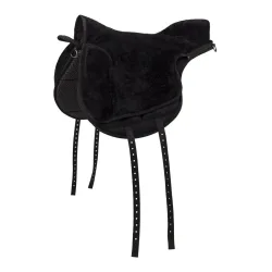 QHP Bareback Pad Super Soft - Reitpad mit Kunstfell & Anti-Rutsch - Schwarz/Schwarz -  Grösse: Full, Farbe: Schwarz/Schwarz