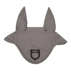 Equestro Ohrenkappe Logo - Grau/Schwarz -  Grösse Ohrengarn: Full, Farbe: Grau/Schwarz