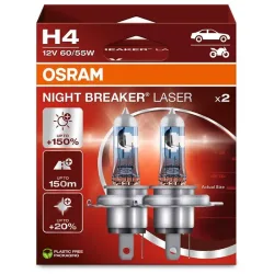 Osram Automotive 4062172387477 Halogen Leuchtmittel Night Breaker® Laser Next Generation H4 60/55 W 12 V