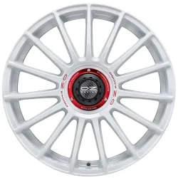 OZ SUPERTURISMO EVOLUZIONE WRC 8.0x18 5x112 ET48 RACE WHITE + RED LETTERING Felgen