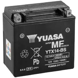 YUASA, Fahrzeugbatterie, AGM 12V/12.6Ah/200A LxBxH: 150 // 87 // 145 // S:1, AUTO & BIKE, YTX14