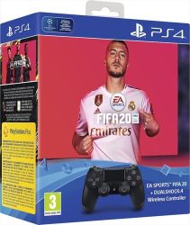 PS4 Dualshock Wireless Controller - Black + FIFA 20